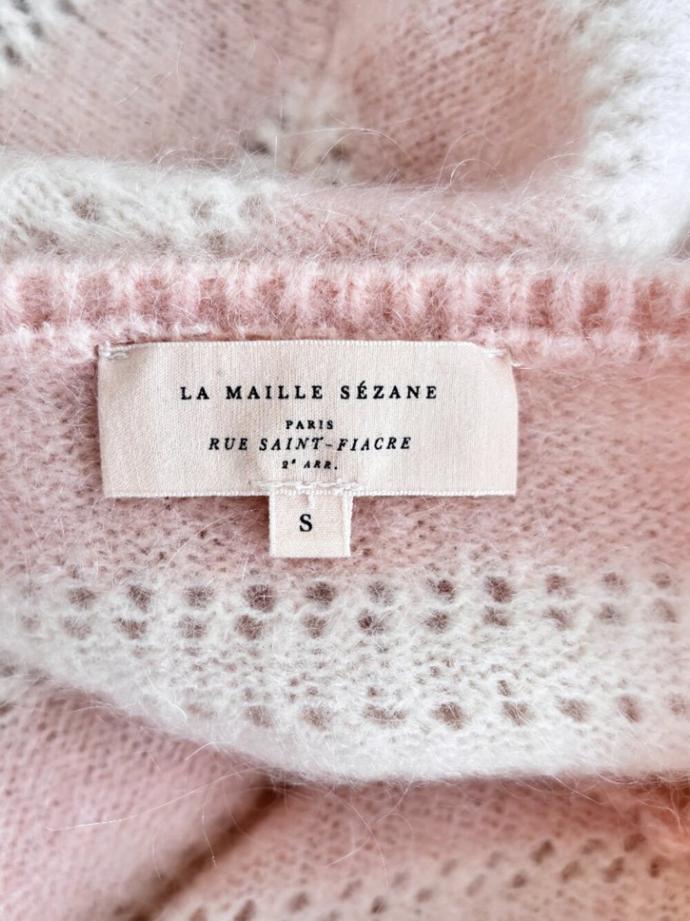 Sézane Ariel Kid Mohair Jumper in Pink Chevron - Picture 11 of 11